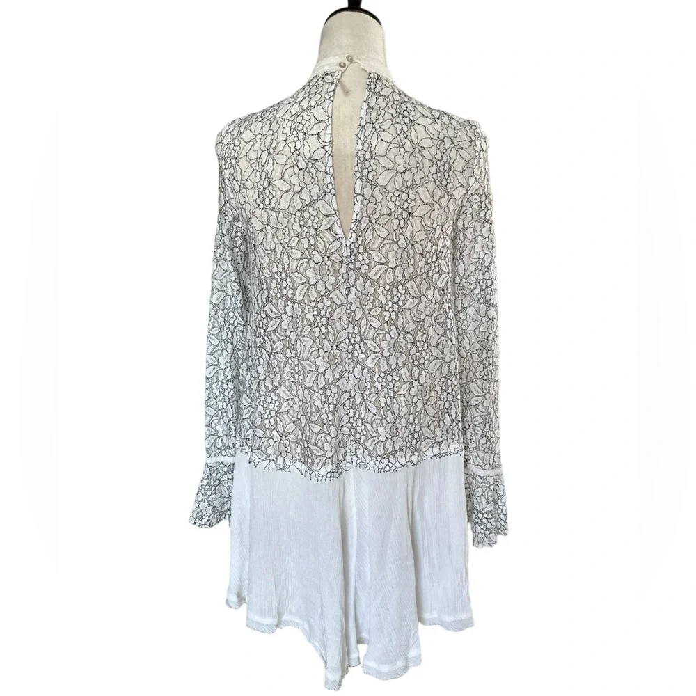 Free People Tell Tale Cutout lace tunic ivory top